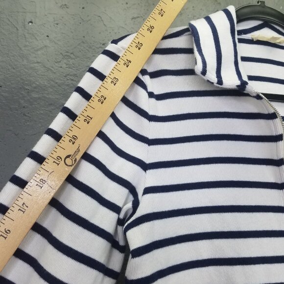 Madewell Grill Sweater Women's L Ribbed Zip-Front Long Sleeve Nautical Stripe - Picture 15 of 16